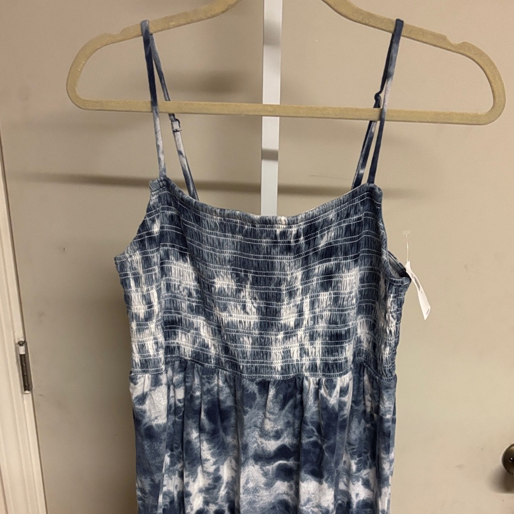 NWT Old Navy Blue and White Tie-Dye Spaghetti Strap Dress